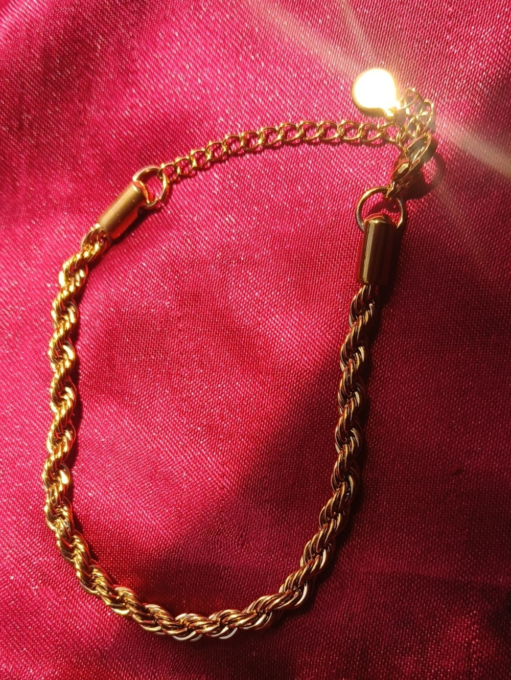 Gold Rope Chain Bracelet - Women's Fashion Jewelry18 K Gold Plated